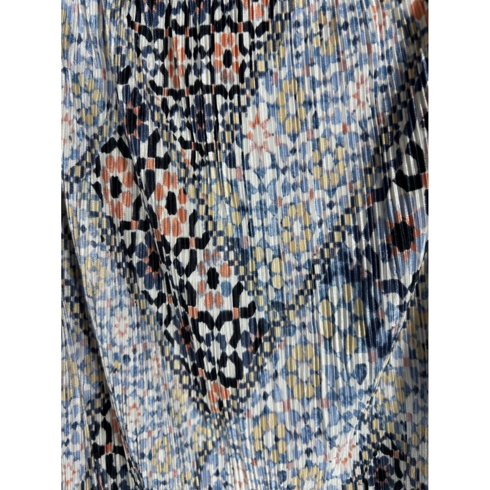 LC Lauren Conrad Women XS Plisse Off Shoulder Blouse Geometric Floral Tie Sleeve - Picture 7 of 8